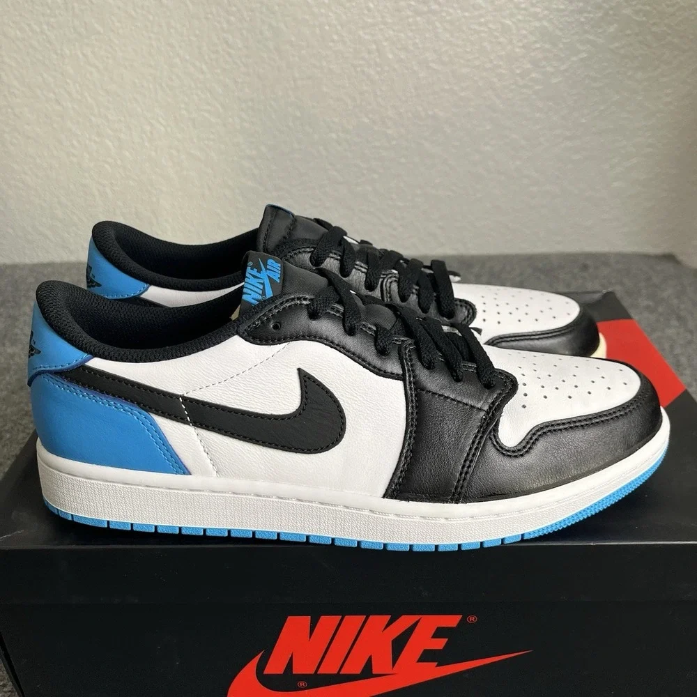 Nike Air Jordan 1 Retro Low OG White Powder Blue Black UNC CZ0790-104 Size 10.5
